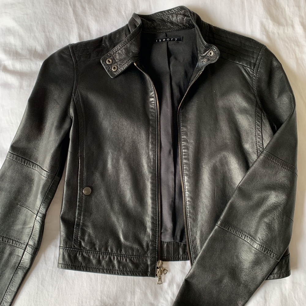 Theory leather motorcycle jacket